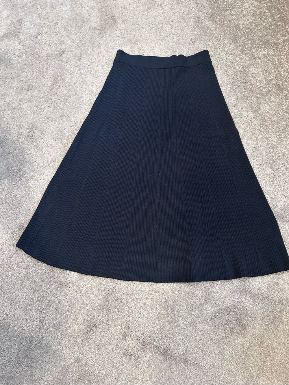 Allie Rose Black A-Line Ribbed Midi Skirt NEVER WORN